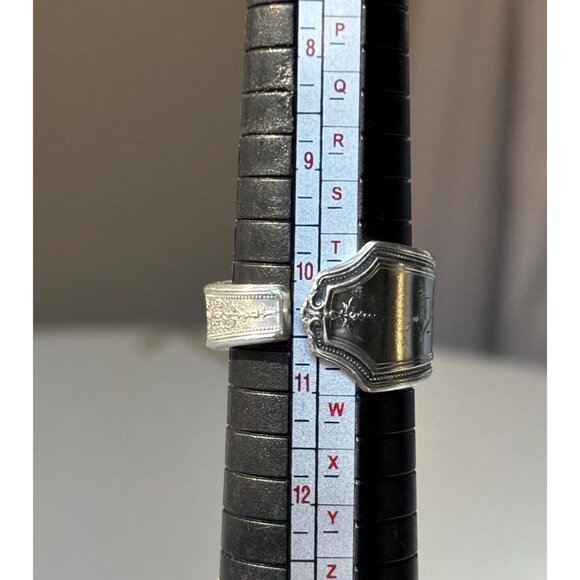 Handmade Antique Silver Plated Spoon Ring: Monogram “N” “Ancestral”, Size 10.5 - Picture 8 of 8